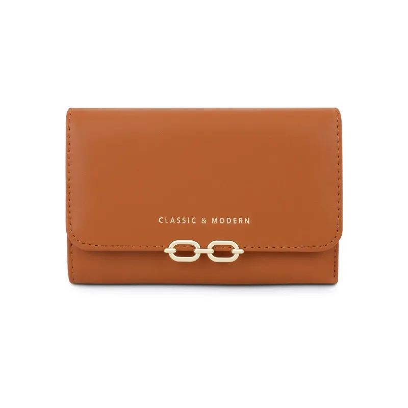 Beste merkede ultratynne trefoldede kortholderlommebok for kvinner