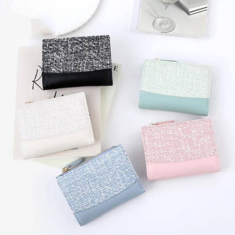 Mini Kompakt Liten Kredittkort Bifold Lommebok Med ID-vindu