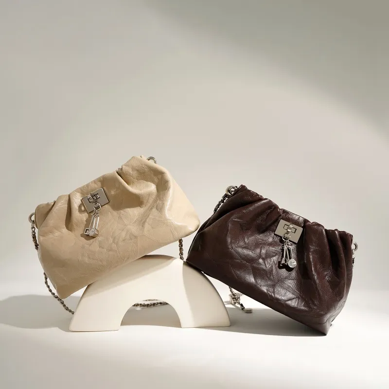 Enkel gullkjedestropp for mykt lær Crossbody-veske